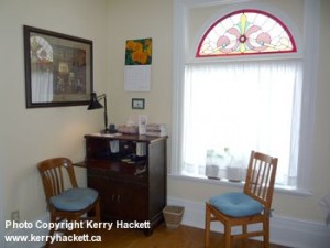 Kerry's office is a bright, cheerful space.